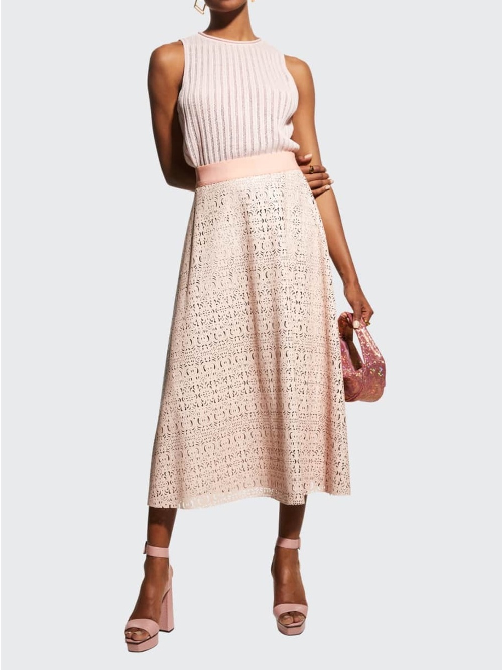Alice + Olivia Blush Pink Midi Skirt NWT